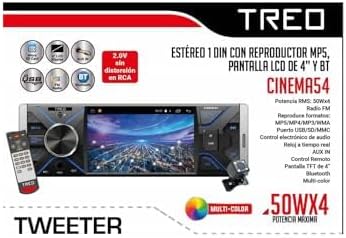 Front view of Genérico TREO CINEMA54 car stereo with remote control and rear camera