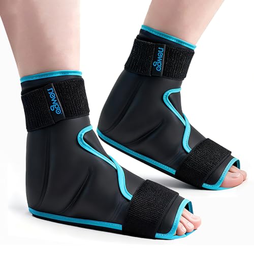 NEWGO Ice Pack Foot Ankle Ice Pack Wrap for Plantar Fasciitis, Foot Surgery Recovery, Hot Cold Therapy Ice Boot for Bunions, Ankle Injury, Swelling, Burning Feet - 2 Pack Black