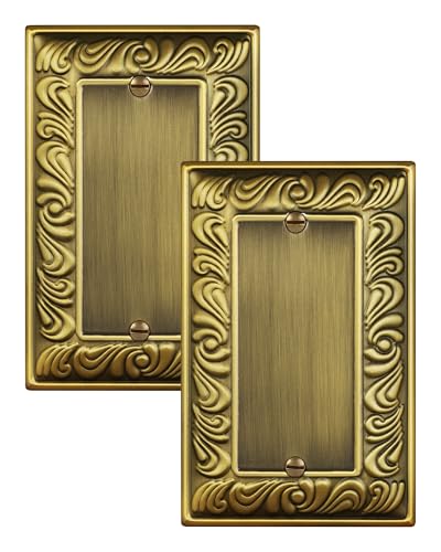 Treewell antique brass paisley metal blank wall plate