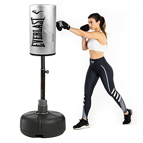 Everlast Omniflex 59 To 67 Inch Height Adjustable Freestanding Boxing Mma Core Punching Heavy Bag Workout Equipment With Fillable Base, Silver #TOP3