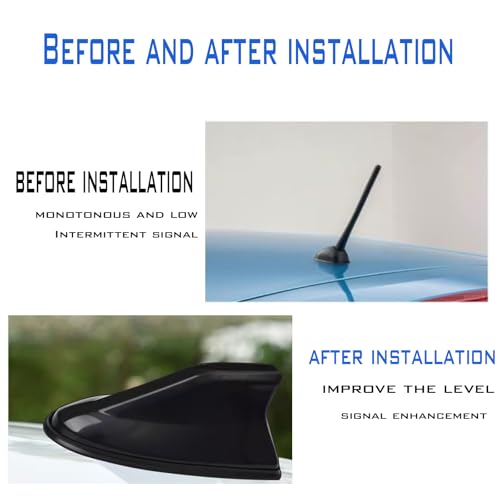 1 Pcs Car Shark Fin Antenna Cover, Vehicle Shark Fin Shape Cover with Adhesive Tape, Automotive Top Decoration, Suitable for Most Cars, Trucks, Suvs (Black)