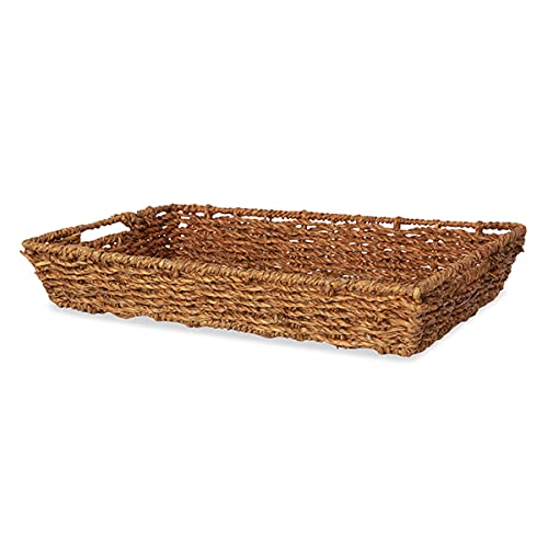 The Lucky Clover Trading Coffee Rectangular Seagrass Tray Basket, 14
