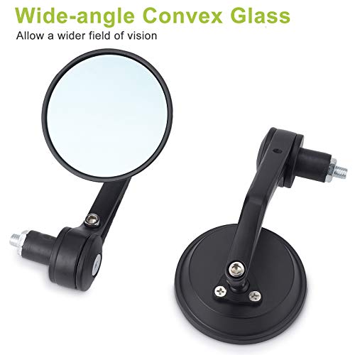 Dkmotork 5002 7/8’’ Vintage Cafe Racer Motorcycle Handlebar End Mirror Black Round For Honda Kawasaki Suzuki Yamaha With 7/8'' Handlebar #TOP3