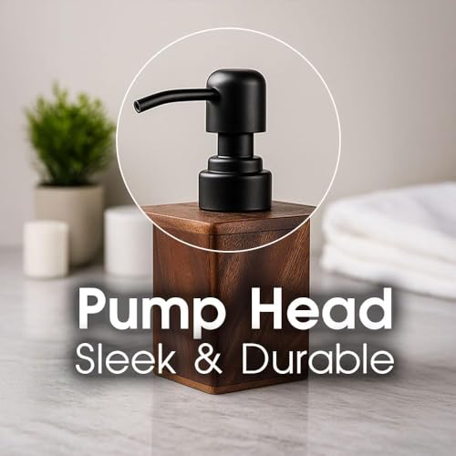 Image of Solid Wood Soap Dispenser for Bathroom,Kitchen -Wooden Refillable Hand Soap Pump, Lotion Dispenser, Bathroom Accessories, Wood Lotion Container (14oz /400ml)