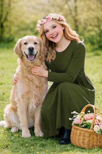 Image of Deerose Girls Maxi Dress Short Sleeve Casual Long Dresses with Pockets 5-14 Years