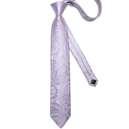 Image of DiBanGu Paisley Ties for Men Silk Necktie and Pocket Square Cufflinks Tie Clip Set Woven Classic Mens Tie for Wedding Party