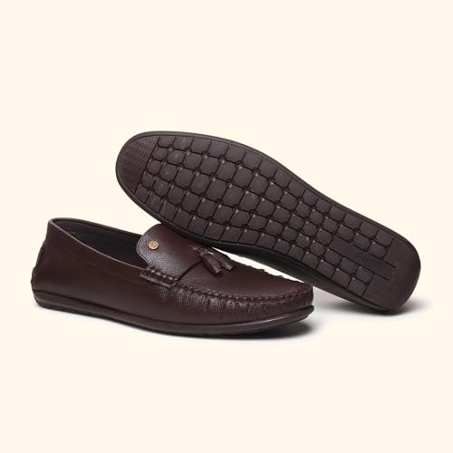 Image of YOHO Loafers for Men | Leather Slip-On Loafers | Stylish, Flexible Shoes with Footpharma Footbed | Comfortable Party, Office & Casual Footwear | Lofos 007