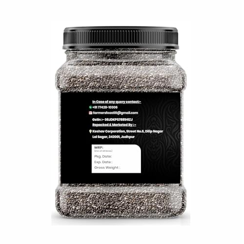 Image of Farmer's Feast Chia Seeds 1kg for Weight Management | Rich in Fiber, Protein & Calcium | Omega 3 Superfood Seeds for Weight Loss, Digestion & Healthy Diet (Pack of 1)