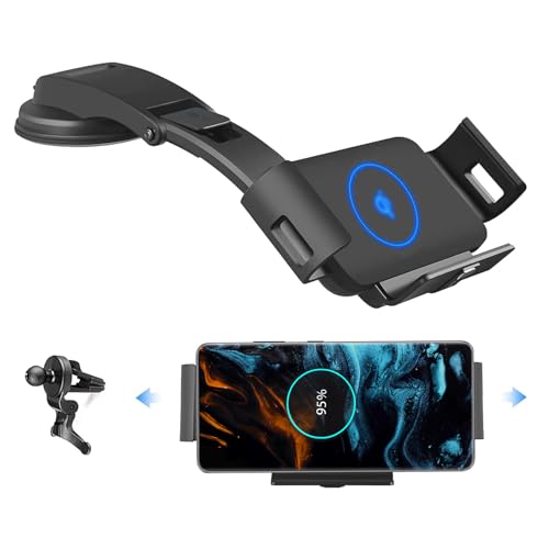 Wireless Car Charger Mount Compatible with Galaxy S25 Ultra/S25+/S25/S24 Ultra/S24/S24+/S23/S22 Ultra/Note20, Car Phone Wireless Charger for iPhone 16/15/14/13/12 Series, Auto Clamp Air Vent Car Mount