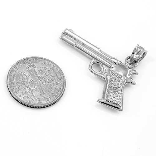 Solid 925 Sterling Silver Pistol Gun Pendant Necklace2