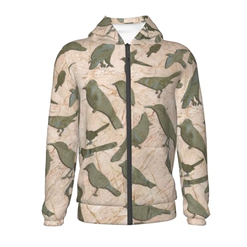 Birds Marble Relief Kid Hoodies Boys Zip Up Sweatshirts Girls Pullover with Pocket2