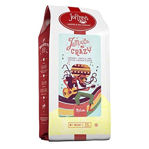 Joffrey's Coffee - Jamaican Me Crazy, Flavored Coffee, Artisan Medium Roast, Arabica Coffee Beans, Caramel, Vanilla, & Coffee Liqueur Flavor, Brew or French Press, Kosher, No Sugar (Whole Bean, 16 oz) Cover