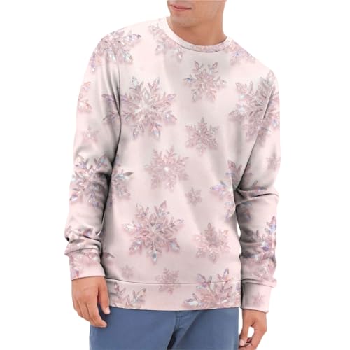 DENGJIAMY - Sudadera de cuello redondo para hombre, a la moda, casual, con estampado de flores, camisas de otoño de manga larga para hombre, Z15 Rosa, XXL