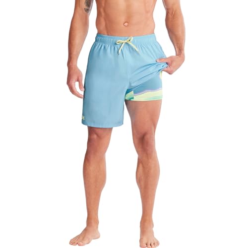 Image of Under Armour Men's Compression Lined Volley Swim Trunks, UPF 50+ Sun Protection, Drawstring Closure & Elastic Waistband