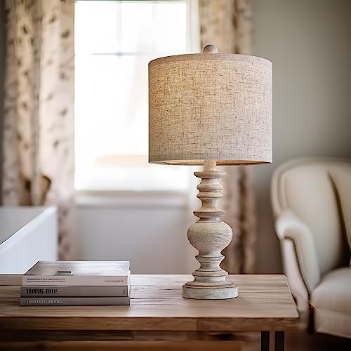 BOBOMOMO Tradition 20\" Rustic Table Lamp Set of 2 for Living Room Bedroom Bedside Desk Lamps Bedroom Nightstand Vintage Lamps Linen