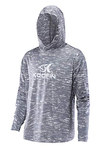 KOOFIN GEAR Performance Fishing Hoodie UPF50 Sunblock Shirt Outdoor, Charcoal, Large