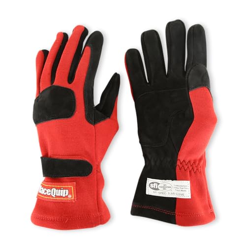 Image of RaceQuip 355012 355 Series Small Red SFI 3.3 /5 Two Layer Racing Gloves