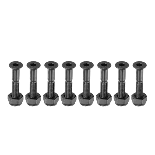 PATIKIL Skateboard Hardware Kit 1-1/8", 8pcs Carbon Steel Grade 8.8 Mounting Screws Bolts Nuts Set for Skateboard Cruiser, Black