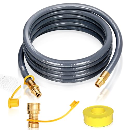 24FT 30FT 50FT 3/4 ID Natural Gas Hose 3/4 ID Natural Gas Hose with Quick Connect Fittings for NG/LP Propane Appliances Grill Patio Heaters Generators Indoors & Outdoors CSA Certified
