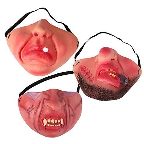 Vosarea 3 PeÃ§as MÃ¡scara Meia Face de Halloween MÃ¡scara de LÃ¡tex de Halloween Assustador MÃ¡scara