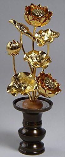 Amazon ハセガワ仏壇 小常花 真鍮製 金色 4号 7本立 左のみ 水切りからの高さ約12cm 花立別売 ハセガワ仏壇 花立 華瓶