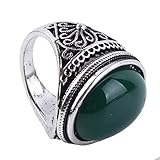 Nuevo diseño elegante U-K Flower Band Oval Anillos de Piedra Natural para Mujeres Look Vintage Hombres Joyas Regalos de Fiesta tamaño Verde 9 Práctico Ecológico y práctico