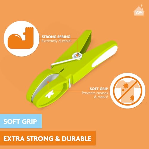 LaundrySpecialist Wäscheklammern Soft Grip – Multicolor – 60 Stück – extra lang & stabil – Kunststoff-Wäscheklammern – Bunte Klammern – Hergestellt in der EU