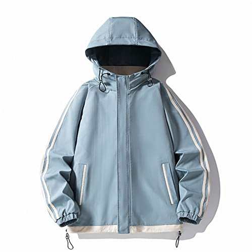 Veste vintage homme zippée Youllyuu coupe-vent surdimensionné kaki veste à capuche rayures