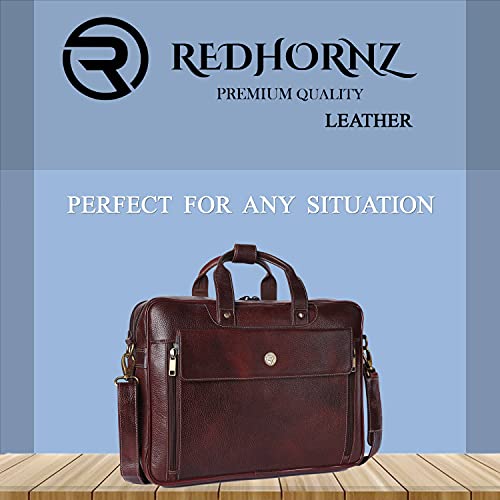 Image of Genuine Bombay Leather 15.6 Inch Laptop Office Messenger Bag for Men, Multiple Compartments, Carry Handles & Padded Straps, Unisex Design for Professionals, 40 x 11.5 x 29 cm