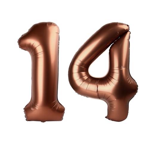 Image of Dark Brown Number 14 Balloon 40 inch, Coffee Brown 14 Number Balloons, 14th Birthday Decorations, Chocolate 14 Year Old Party Supplies