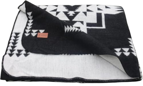 Image of Alpaca Wool Blanket, Queen Size 94 x 78, Reversible 2 in 1, Thick and Ultra Soft, Hypoallergenic, Non-Itchy, Handmade in Ecuador. Premium Alpaca Wool Thtow Blanket for Cozy Comfort. (Black and White)