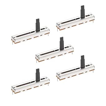 uxcell 5pcs Fader Variable Resistors Mixer 45mm Straight Slide Potentiometer B100K Ohm Linear Potentiometers for Dimming Tuning