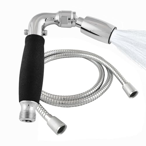 High Sierra® Solid Metal Handheld Shower Head w/Rubber Grip, Lead-Free, 72” Stainless Steel Hose w/Silicone Inner Tube. Ultra Low Flow 6.0 LPM. 5 Star WELS High Pressure Rating. Polished Chrome