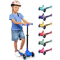 SereneLife 3 Wheel Kids Scooter, Kick Scooter with/without Foldable Seat, Light-Up LED Wheels, Adjustable Handlebar, Lean to Steer, Ideal for Toddlers Boys and Girls Age 3+, Up to 50Kg