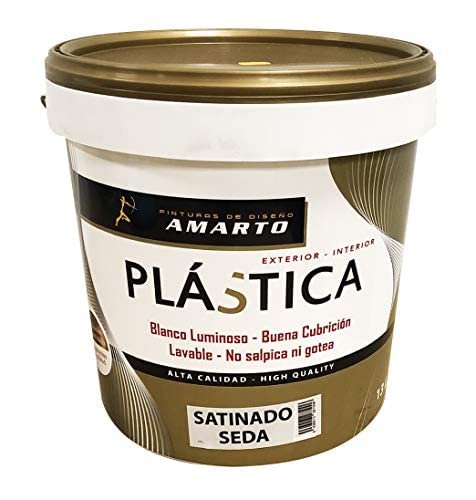 Pintura Plastica Satinado Seda, pintura vinilica brillante para paredes de yeso, escayola, cemento, etc. (4 L.)