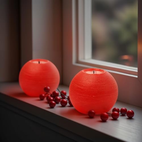 Image of Flameless Candles with Remote & Timer,4 inch H LED Battery Operated Round Candle 2 Pack,Real Wax Christmas Candle Lights Flickering for Christmas Gift Wedding Home Decor (Red)