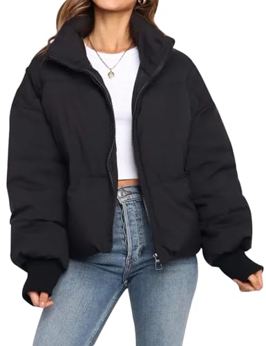 Gihuo Women’s Winter Cropped Puffer Jacket Coat Short Warm Quilted
