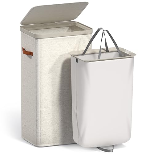 Sorbus Laundry Hamper with Lid - Collapsible Fabric Laundry Basket with Handles and Removable Laundry Bag – 26.5 Gallon (100 L) Dirty Clothes Hamper for Bedroom, bathroom and dorm (Beige) - image 8