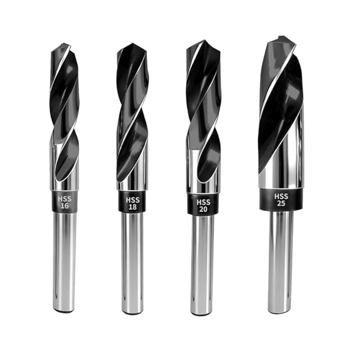 Image of NORTOOLS Blacksmith Drill Bit,4-Piece Heavy-Duty Drill Bit Set, 1/2" Straight Shank HSS Twist Drills (16-18-20-25mm) - For Iron, Steel, Stainless Steel, Wood & More