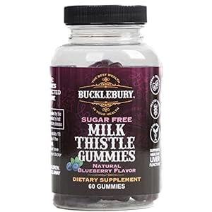 Bucklebury Sugar-Free Milk Thistle Gummies 1000mg with Natural Blueberry Flavor – Vegan, Gluten-Free, Non-GMO Natural Milk Thistle Supplement for Liver Health, Immunity & Antioxidant Support -60 Count