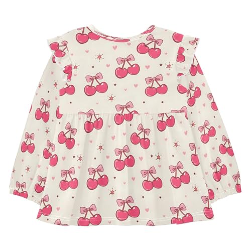 Bows Cherry Cute Girls Shirts Cotton Long Sleeve Ruffle Toddler Tee Tops2