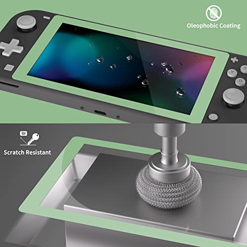 Extremerate 2 Pack Matcha Green Border Transparent Hd Clear Saver Protector Film, Tempered Glass Screen Protector For Nintendo Switch Lite [Anti-Scratch, Anti-Fingerprint, Shatterproof, Bubble-Free] #TOP2