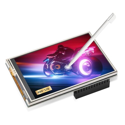 APKLVSR Pantalla táctil TFT LCD de 3,5 pulgadas, 480 x 320 cm, con lápiz táctil para RPi 5 4B, 3B+, 3B, 2B +, B