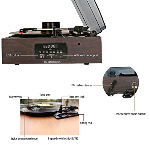 AURADO Tourne-Disque Bluetooth avec Haut-parleurs intégrés et phonogra Vintage à entraînement par Courroie USB (Tourne… - Les Beatles, Paul McCartney, John Lennon, RIngo Starr, George Harrison AURADO Tourne-Disque Bluetooth avec Haut-parleurs intégrés et phonogra Vintage à entraînement par Courroie USB (Tourne… – Image 7