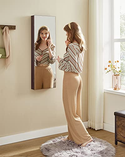 Songmics Hanging Jewelry Cabinet, Wall-Mounted Cabinet With Led Interior Lights, Door-Mounted Jewelry Organizer, Full-Length Mirror, Gift Idea, Brown Ujjc99Br #TOP3