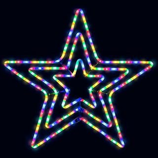 CHRISTOW Star Christmas Light Decoration, Energy Efficient LED Rope Light, Flashing Wall Window Silhouette, Mains Operated, 80cm (Warm White & White)