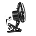 Comfort Zone 6 INCH - 2 Speed - Adjustable Tilt, Whisper Quiet Operation Clip-On-Fan with 5.5 Foot Cord and Steel Safety Grill, Black
