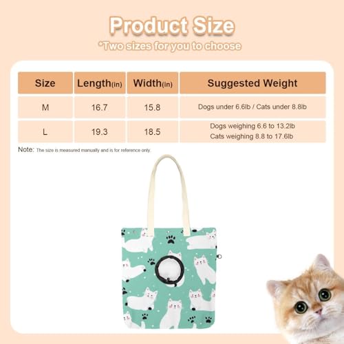 Sac de transport portable chats blancs pour balades urbaines avec animaux