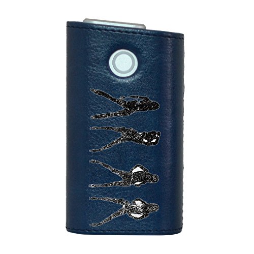 glo グロー グロウ 専用 レザーケース レザーカバー タバコ ケース カバー 合皮 ハードケース カバー 収納 デザイン 革 皮 BLUE ブルー クール 人物 黒 006943