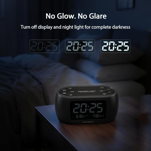 HOUSBAY Digital Alarm Clock Radio for Bedrooms with Night Light - Image 5